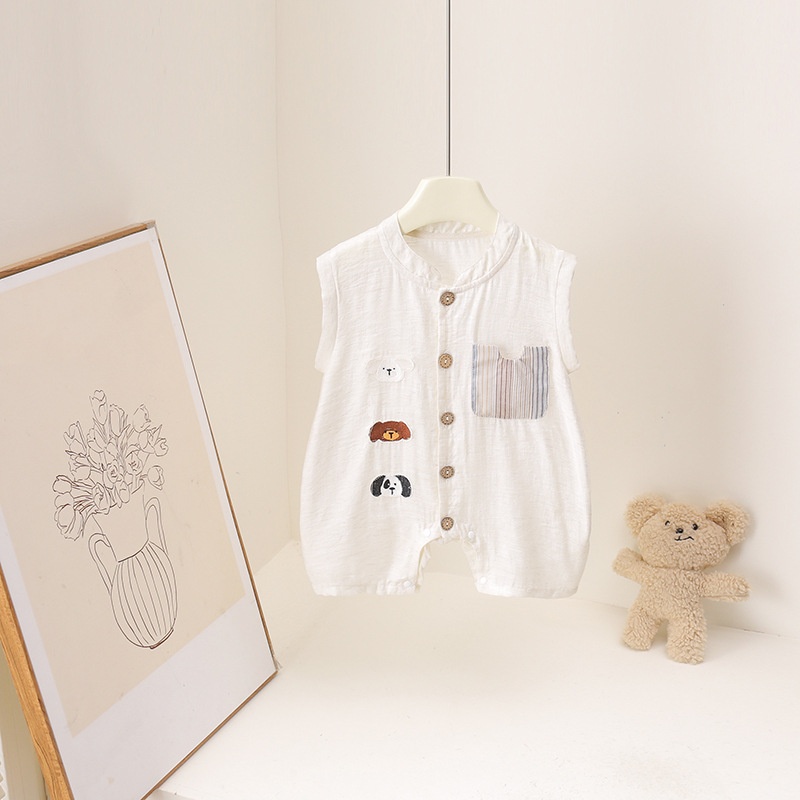 Mono de bebé unisex de lino fi - Baby Summer Linen Sleeveless Jumpsuit reseña y precio